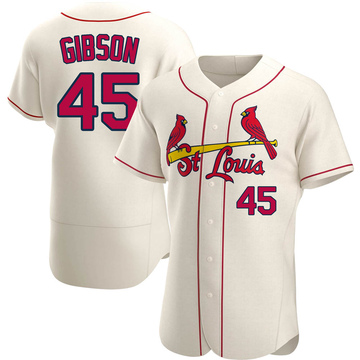Bob Gibson Men's Authentic St. Louis Cardinals Cream Alternate Jersey