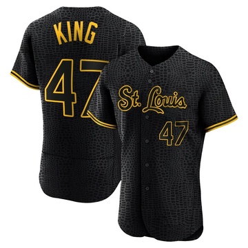 John King Men's Authentic St. Louis Cardinals Black Snake Skin City Jersey