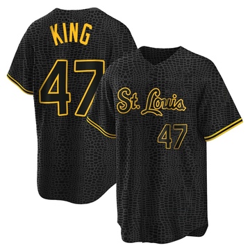John King Men's Replica St. Louis Cardinals Black Snake Skin City Jersey