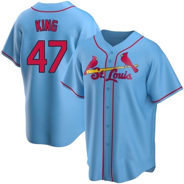 John King Men's Replica St. Louis Cardinals Light Blue Alternate Jersey