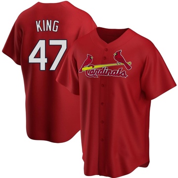 John King Men's Replica St. Louis Cardinals Red Alternate Jersey