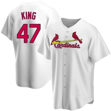 John King Men's Replica St. Louis Cardinals White Home Jersey