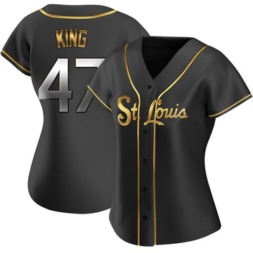 John King Women's Replica St. Louis Cardinals Black Golden Alternate Jersey