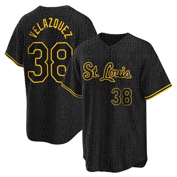 Nelson Velazquez Men's Replica St. Louis Cardinals Black Snake Skin City Jersey