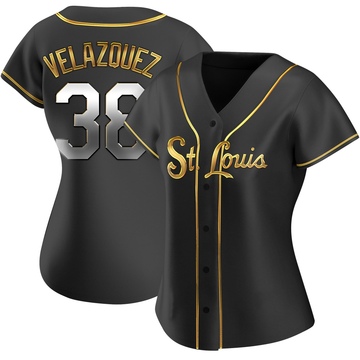 Nelson Velazquez Women's Replica St. Louis Cardinals Black Golden Alternate Jersey