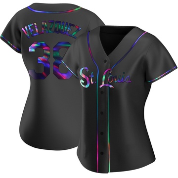 Nelson Velazquez Women's Replica St. Louis Cardinals Black Holographic Alternate Jersey