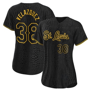 Nelson Velazquez Women's Replica St. Louis Cardinals Black Snake Skin City Jersey