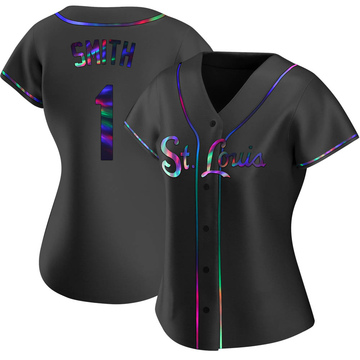 Ozzie Smith Women's Replica St. Louis Cardinals Black Holographic Alternate Jersey